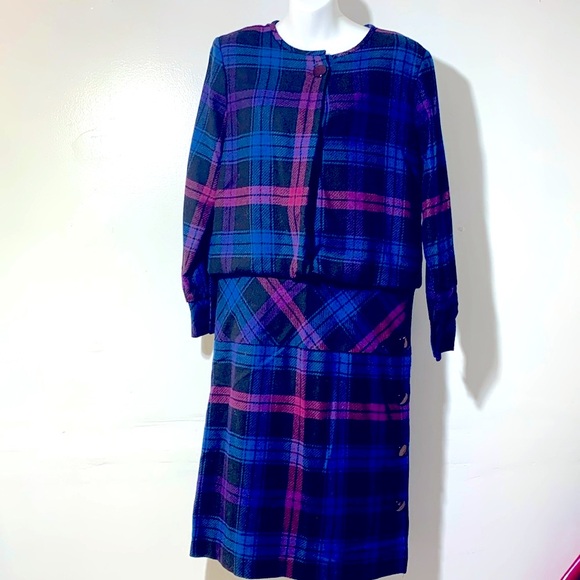 Vintage Wool Plaid Dress - Picture 1 of 7